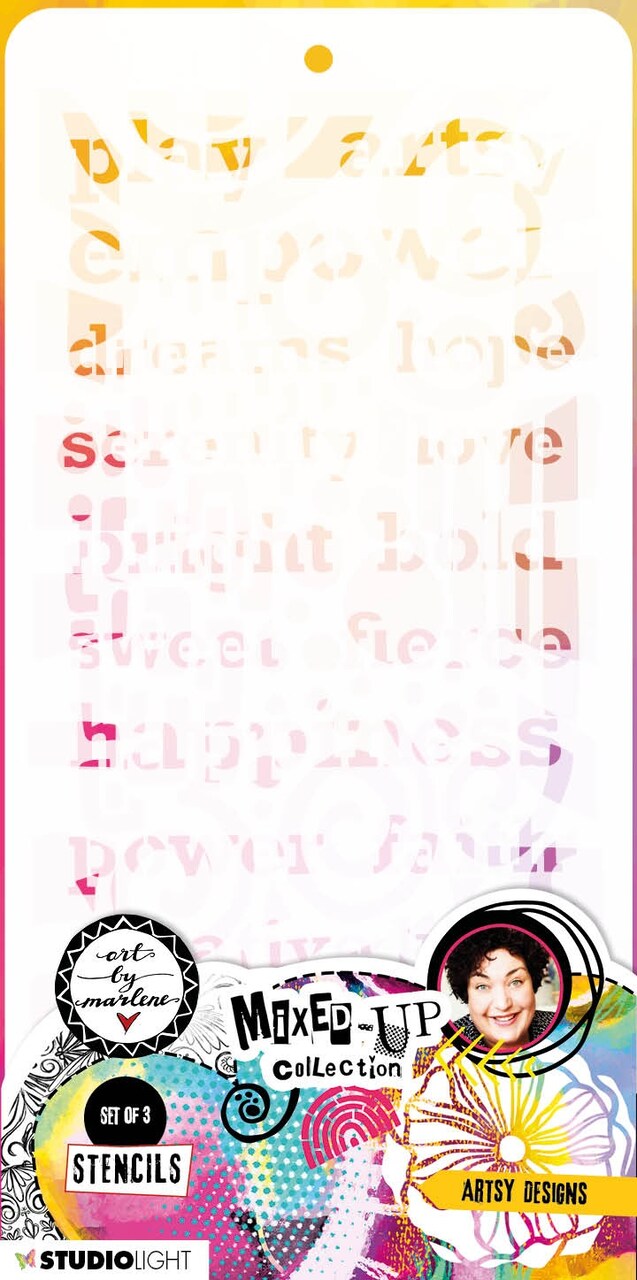 Art By Marlene Mixed-Up 4.33"X8.38" Stencils 3/Pkg-Nr. 139, Artsy Designs